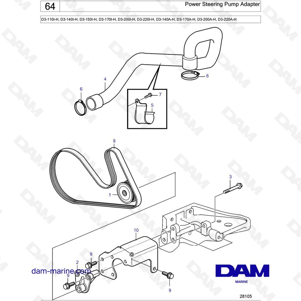 Spare Parts And Exploded Views For Volvo Penta D3-200A-H